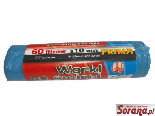 Worki na śmieci LD 60l mocne 10szt, niebieskie